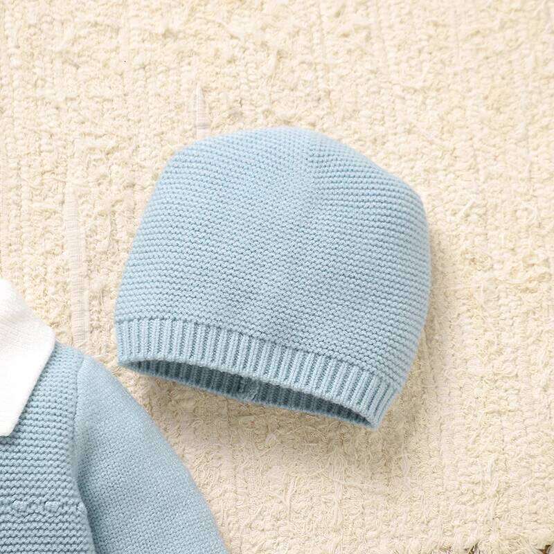 Baby Clothes Autumn Winter Knitted Newborn Boys Girls Rompers Hats Outfits Sets 2pcs 0-9M Infant Long Sleeve Jumpsuits Playsuits 26H0224