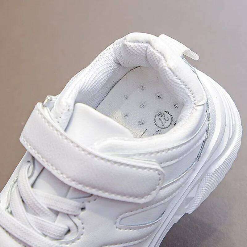 All White Girls Running Casual PU Kids Boy tenis Shoes Comfortable Soft Bottom 2025 Spring Autumn Children Sneakers I07105 26W0224