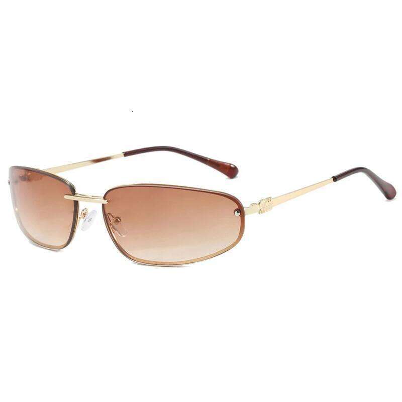 New Y2K Sunglasses For Women High Quality Oval Fashion Luxury Brand Rimless Glasses Trendy Woman Alloy Ladies Shades Eyewear 26W0224