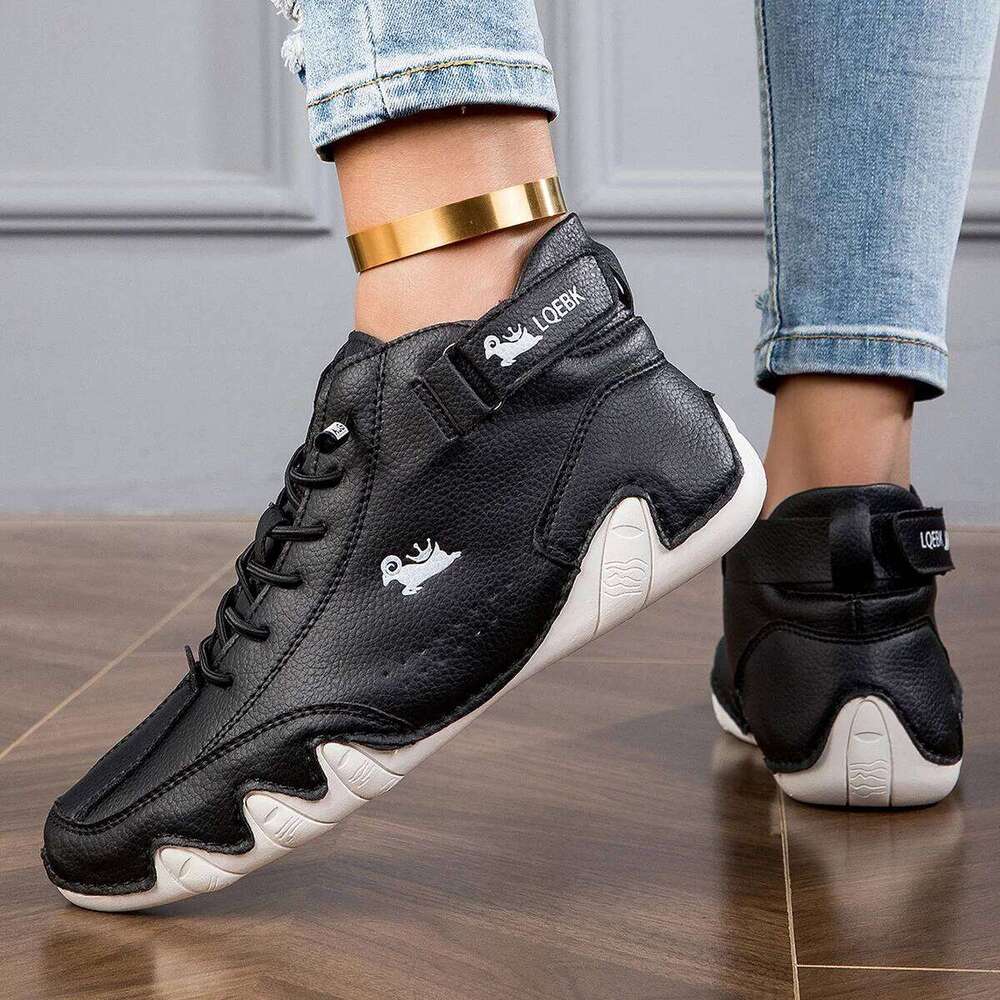 Ankle Boots for Outdoor Comfortable Casual High Top Sneakers Luxury Women Waterproof Leather Walking Short Shoes
