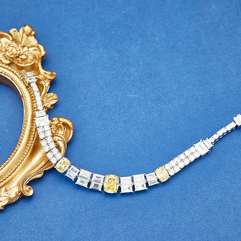 Bracelet, New Model Yellow Diamond Sugar Cube Bracelet, Gold-Plated With Double Row Of Diamonds, Simple And Elegant Design, Suitable For Women's 