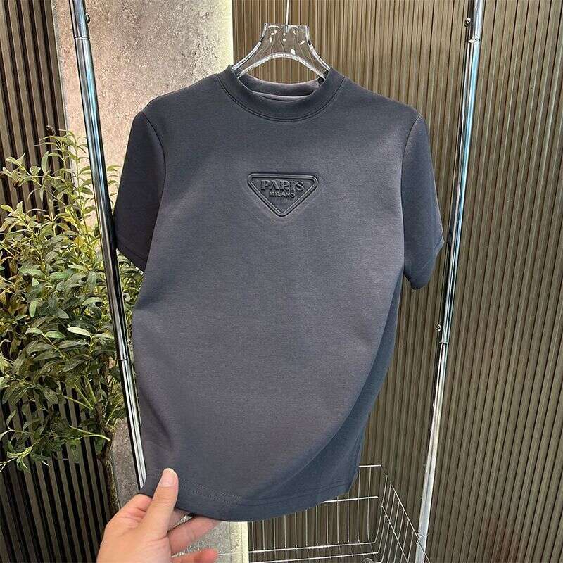 New Autumn Winter Men's Short-Sleeve T-Shirt, Versatile Trendy, With Embossed Letters, Light Luxury, Casual And Stylish Base T-Shirt