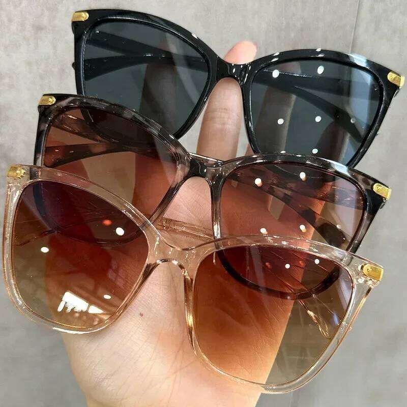 Vintage Cat Eye Goggles Sunglasses Women Fashion Oversized Men Retro Black Sun Glasses Trendy Shades Driving UV400 Eyewear 26W0224