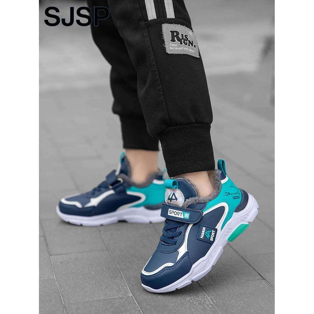 Autumn Winter Kidsren's Boys' Shoes, Leather-Covered, Velvet-Lined, Breathable, Non-Slip, Versatile Sports Shoes for Middle-Aged Old 26W0224