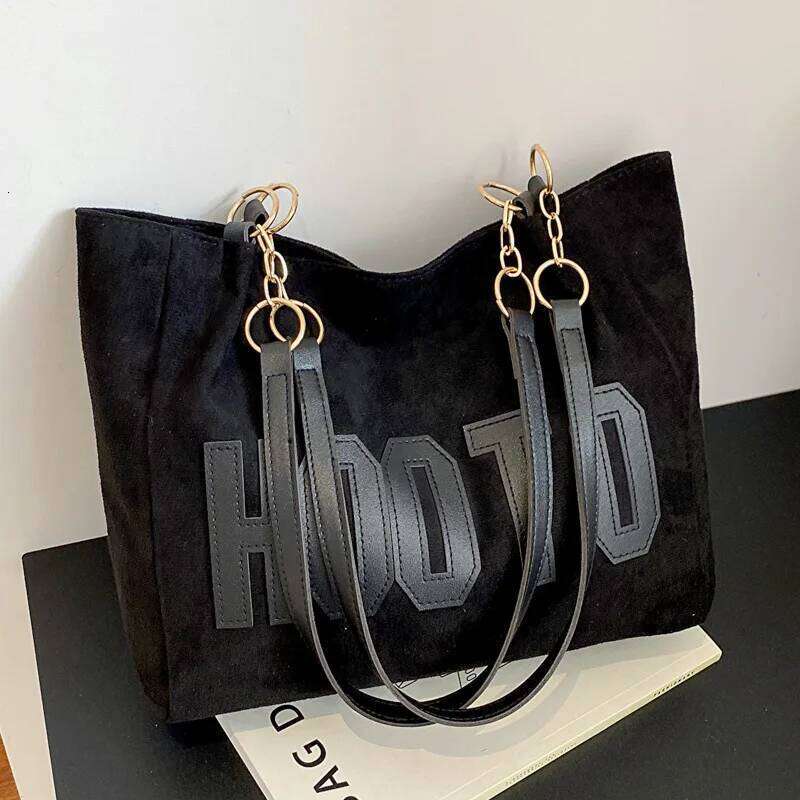 Solid Color Shoulder Trendy Letters Tote Bag, Canvas Handbag for Women, Office,College,Work,Travel Hand Bags Bolsa Z260224