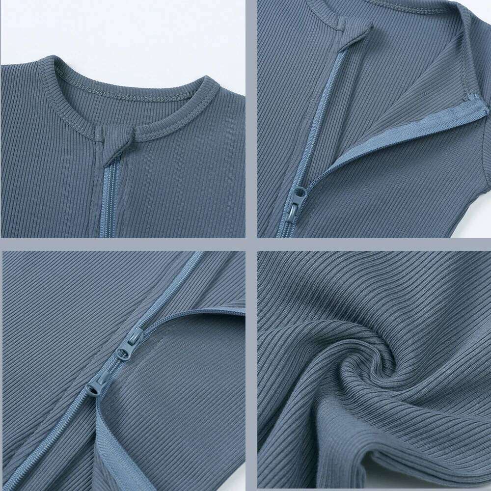 2026 Bamboo Fiber Baby Boys Girls Romper Newborn Bodysuit Long Sleeve Zipper Solid Infant Jumpsuit Toddler Clothes for 0-24M 26Y0224