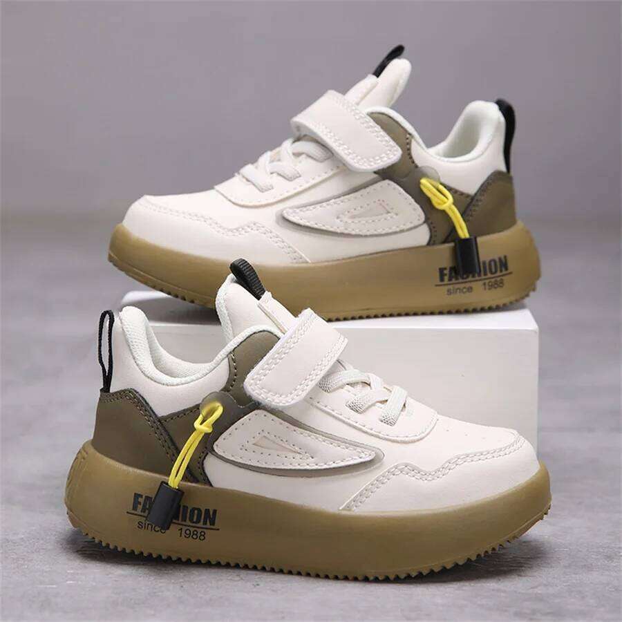 TJR Tenis Sneakers Kids Spring/Autumn New Boys Girls Sports Casual Board Leather Soft Soled Children Small White Shoes 26W0224