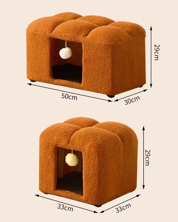 Solid wood pedal stool household door shoe changing stool warm cat nest low stool creative pet cat nest can sit on the stool
