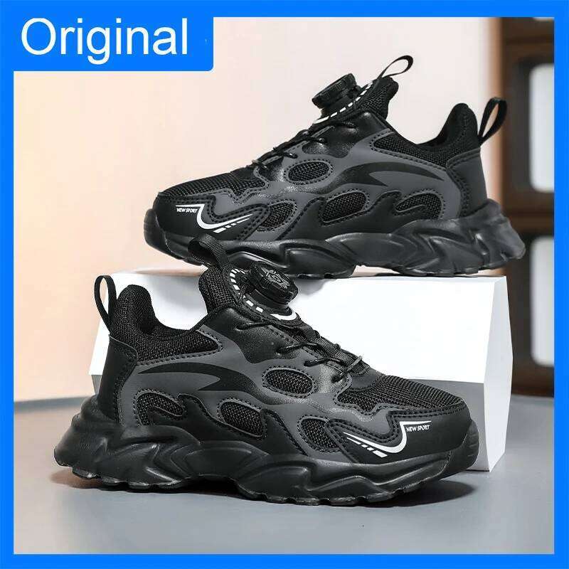 Sports Spring Breathe Mesh Thick Sole Light Anti Slip Children Daily Wear Casual Student Soft Running Shoes 26W0224