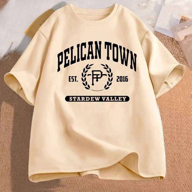 Pelican Town T-Shirt Stardew Valley Print Women Clothing Female Harajuku Sleeve Street Aesthetic Clothes C260224