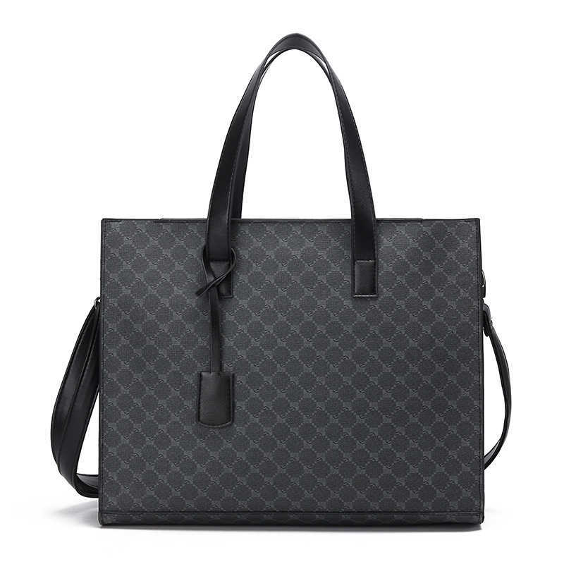 Men's Brushed Vintage Large Capacity Tote Bag Korean Style Men's Horizontal Shoulder Bag Document Bag Casual Business Briefcase