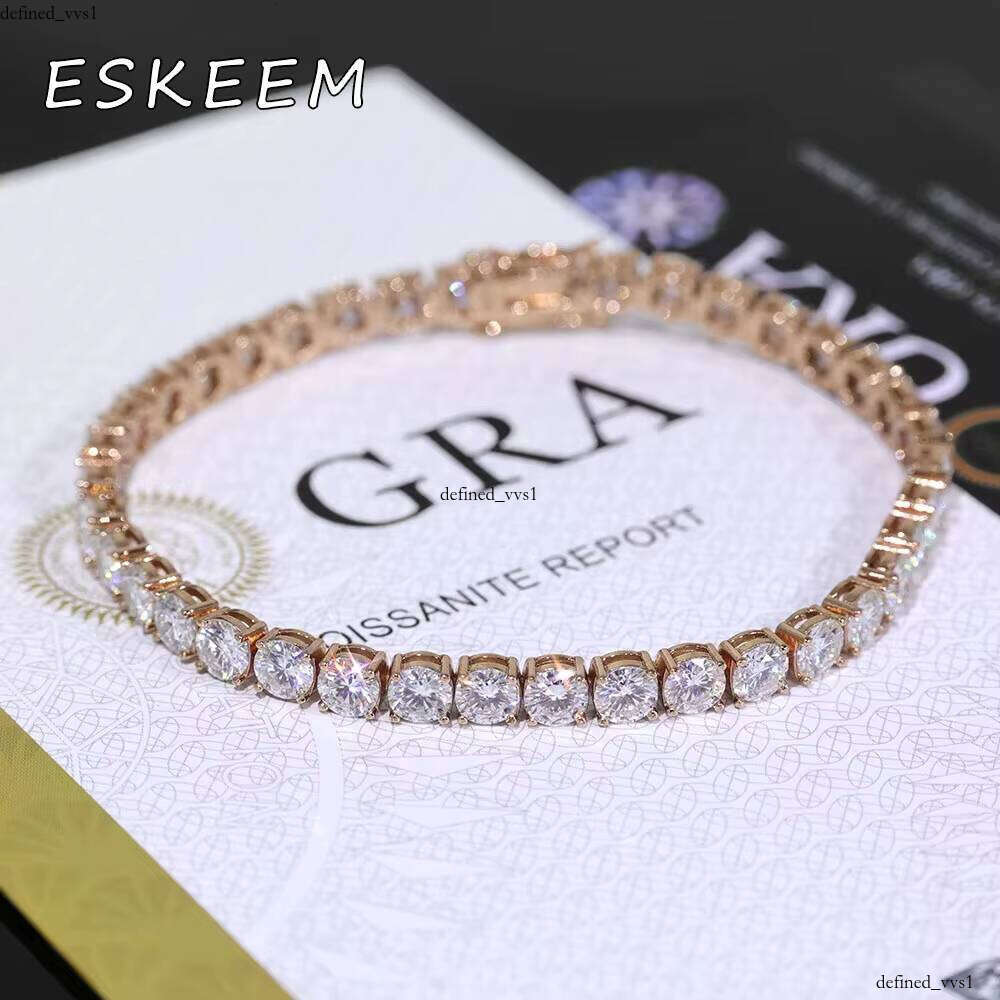 Eskeem Lab VVS Moissanite 5mm VVS Moissanite Tennis Bracelet for Women Iced 925 Silver Rose Gold Plated Jewelry Gift
