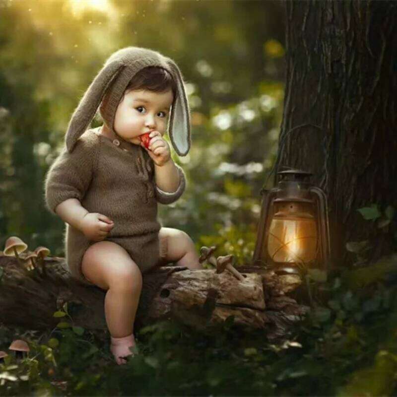 Newborn photography props,Fuzzy bunny romper for baby photo prop 26H0224