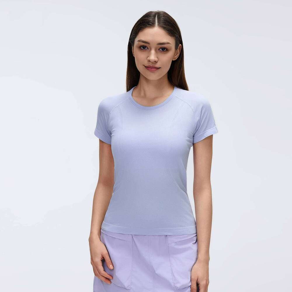 Spring Summer Women's Yoga Short-sleeve Round-neck Workout Tops Sports T-shirt Breathable Running Fitness Slim Fit Gym Top 26Y0224