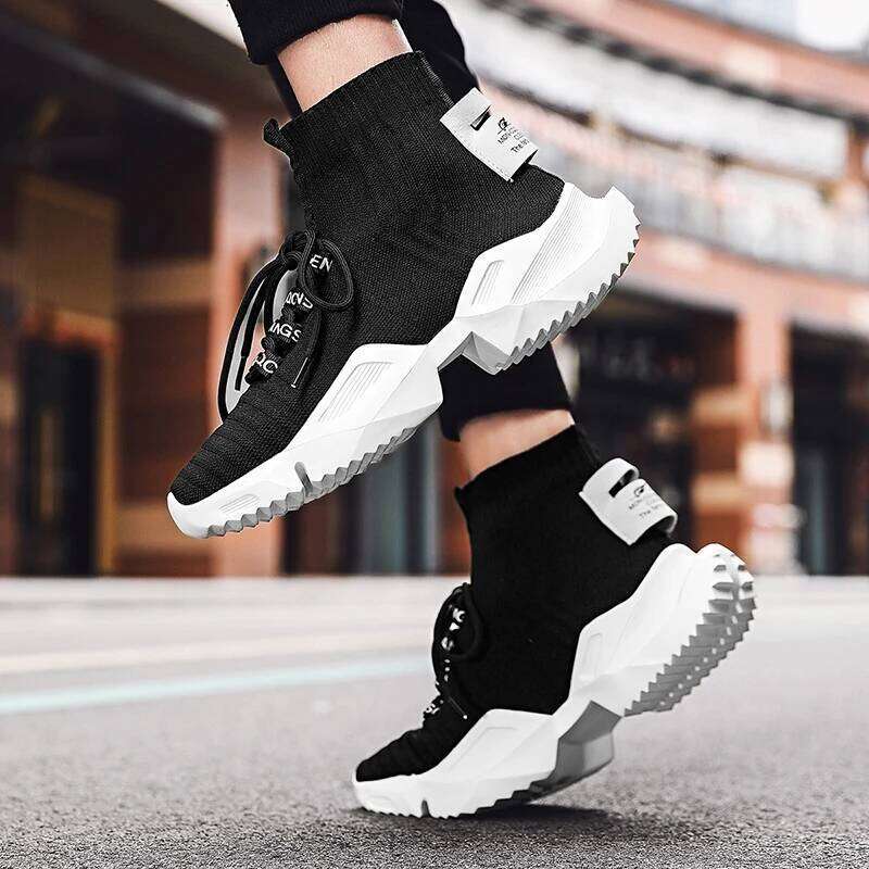 MAEDEF 2024 Men High Top Soft Comfortable Casual Shoes Breathable Anti-slip Men's Sneakers Lace Up Outdoor Walking Shoe