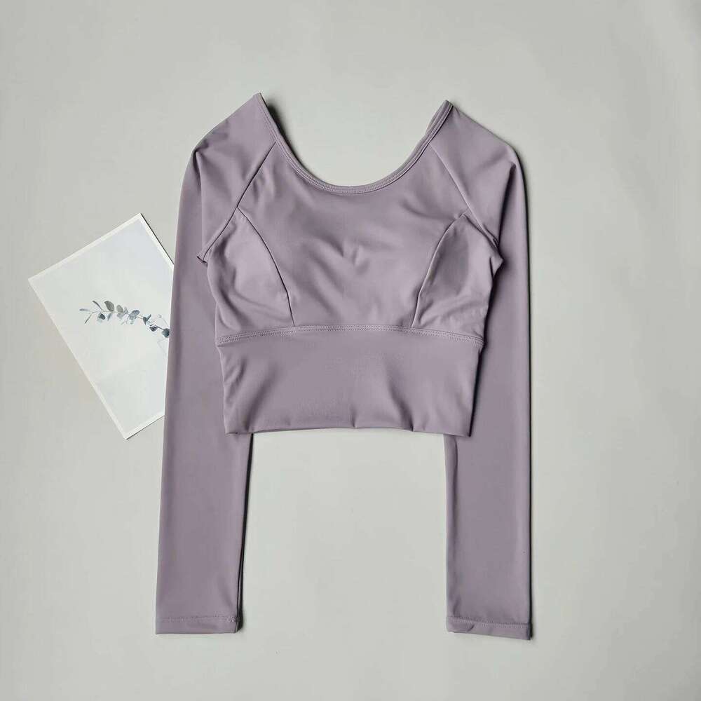 Built-in Bra Workout Top for Women, Mesh Long Sleeve Shirt, Slim Fit Yoga Fitness Wear 26Y0224