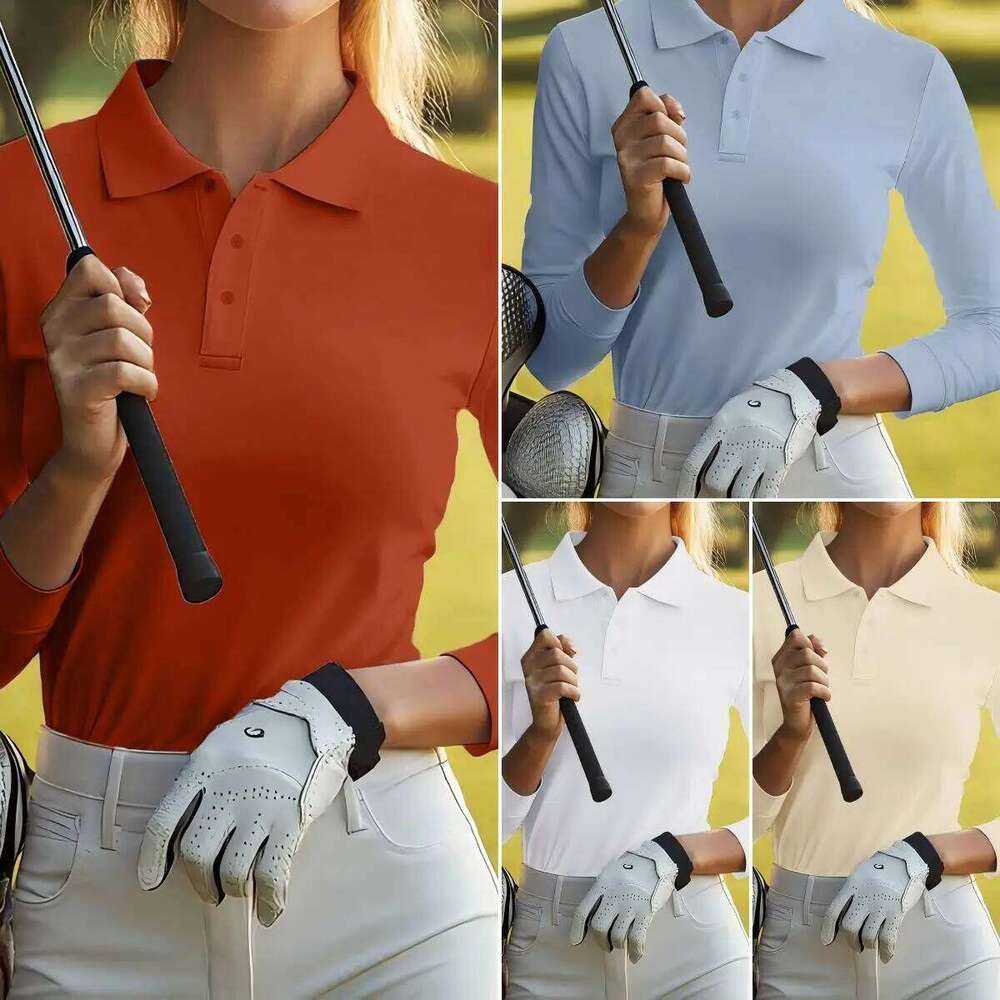 Woman Business Solid Color Polo Shirts Womens Y2K Hip Hop Autumn Long Sleeves Soft Casual T-Shirt Lapel Unisex Sportswear 26W0224