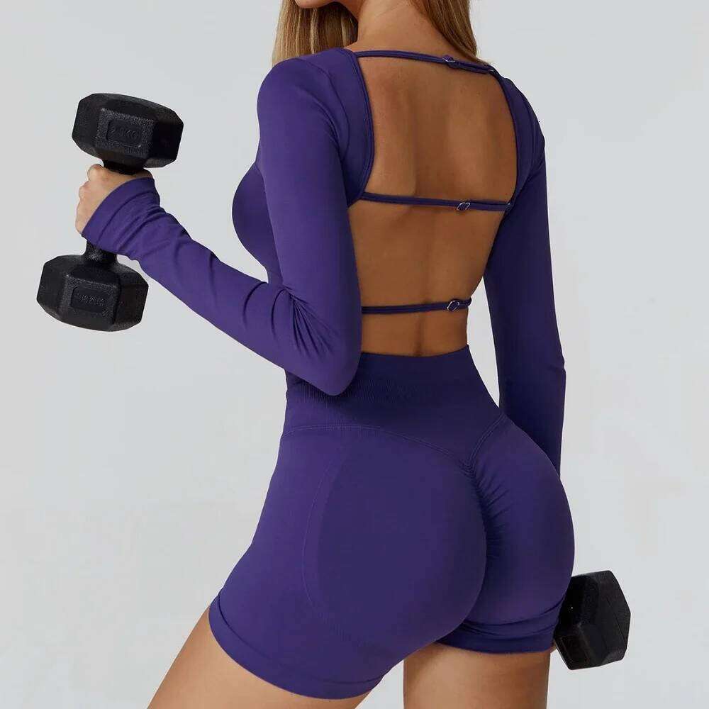 Seamless Casual Quick Dry Sportswear Square Neck Gym Women Fitness Sports Crop Top Female Long Sleeve Yoga Clothing 26Y0224