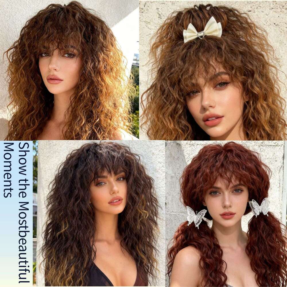 2026 African New Style Natural Wool Bangs Synthetic Full High-Temperature Silk Curl Wig SHXI
