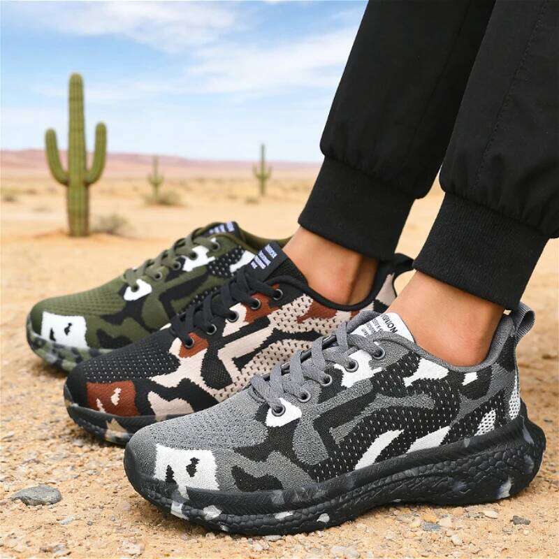 Men's Camouflage Mesh Sneakers Breathable Lightweight Comfortable Casual Sports Non-Slip Outdoor Walking Running Shoes Man