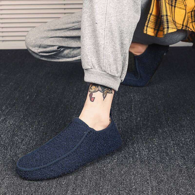 MAEDEF Warm Cotton Slippers Men Winter Soft Plush Thin Bottom Casual Male Loafers Light Men's Home Walking Shoes