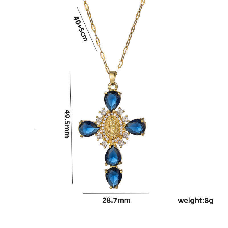 Micro-Inlaid Zircon Pendant Chain Creative And Personalized Cross Necklace Collarbone Chain For Women