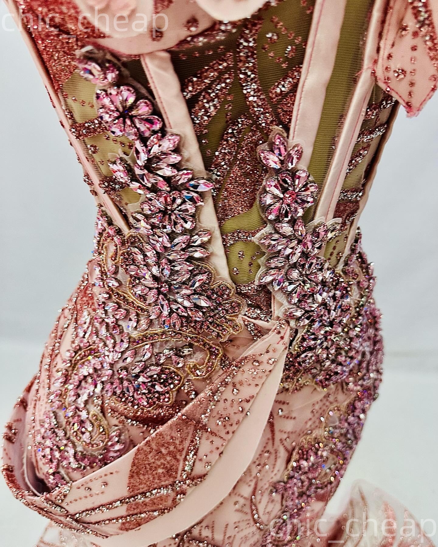 Aso Ebi Blush Pink Mermaid Prom Dresses 2026 Flowers Crystals Sequined Evening Formal Party Second Birthday Engagement Gowns Dress For Special Occasio