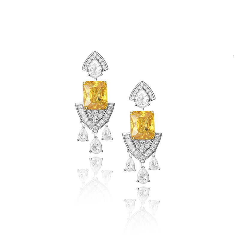 Earrings Yellow Diamond Mermaid Earrings, Gold-Plated, High-End, Elegant Earrings, Suitable For Ladies' Evening Dresses And Formal Wear Earrings