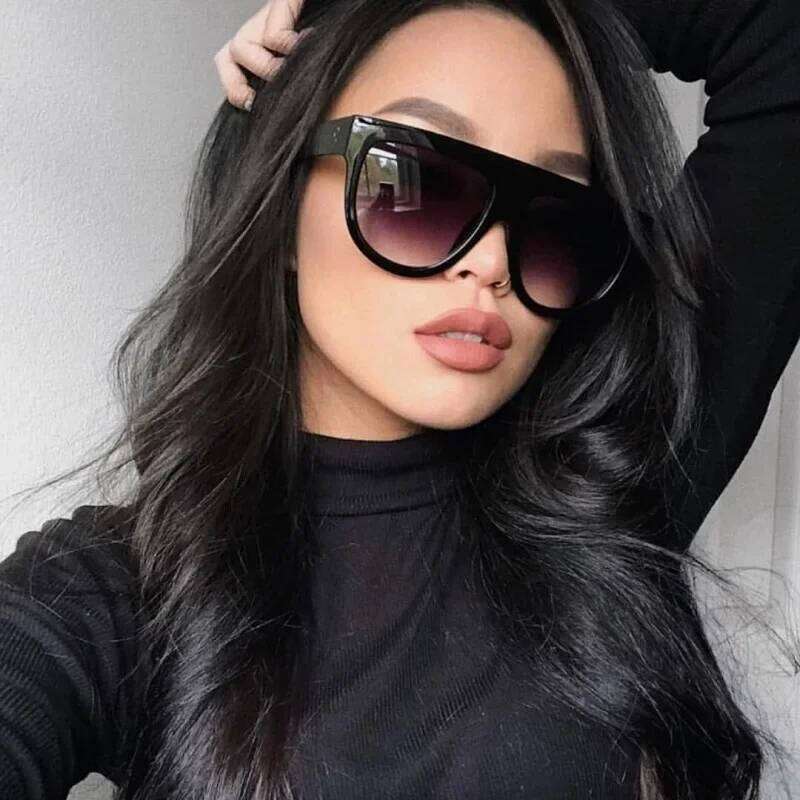 New Half Round Sunglasses Women Trendy Brand Designer Beautiful Sun Glasses Female Big Frame Outdoor Oversized Eyewear 26W0224