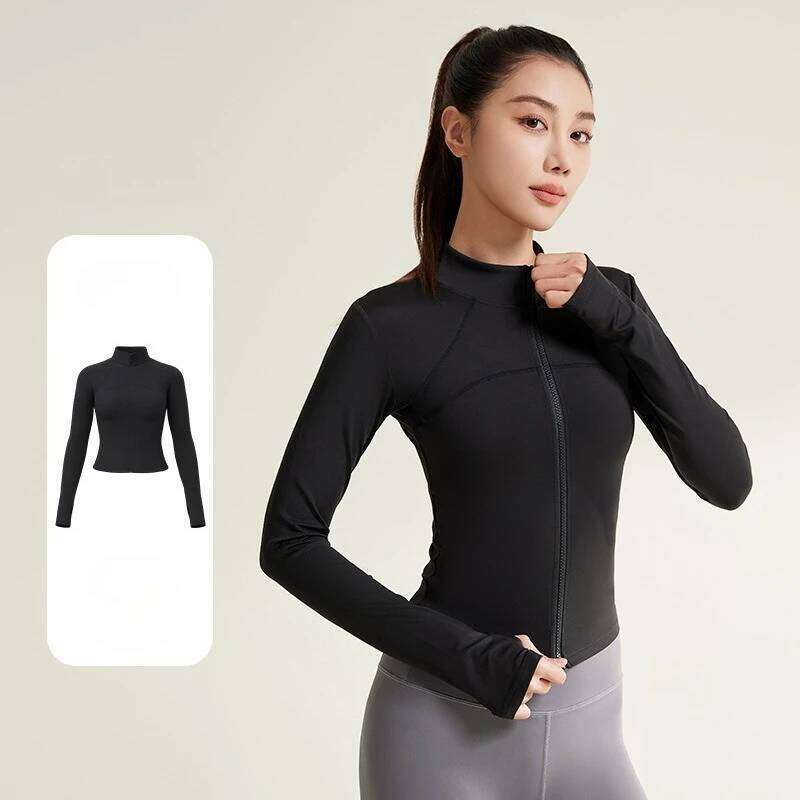 Slim Tight Long Sleeve Sports Women Zip Fitness Yoga Shirt Winter Warm Gym Top Activewear Running Coat UV protection 26Y0224
