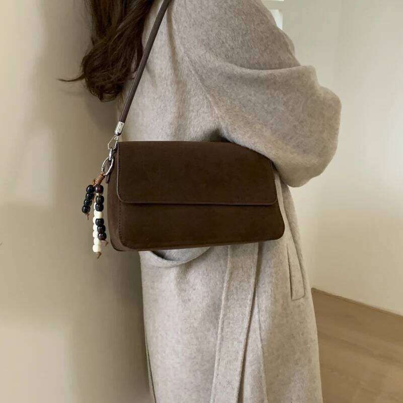 MOODS Flap Shape Underarm Shoulder Bags For Women PU Suede Pure Color Crossbody Messenger Bag Autumn New Designer Handbags