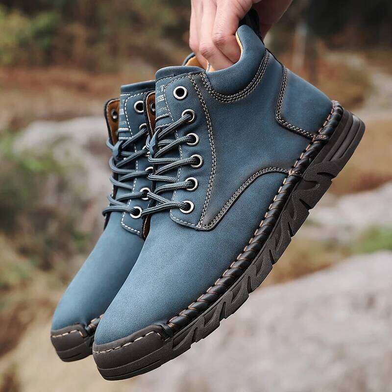 Men's Black High Top Ankle Boots Non-Slip Comfortable Casual Outdoor Sneakers for Spring Autumn 2025 Fashion Botas Hombre