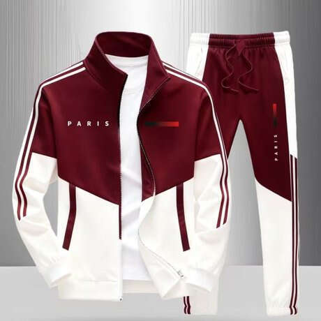 European and American Cross-Border New Printed Jacket Zipper Coat + Long Pants TEMU-Y2 Hot Men's Fashion Set