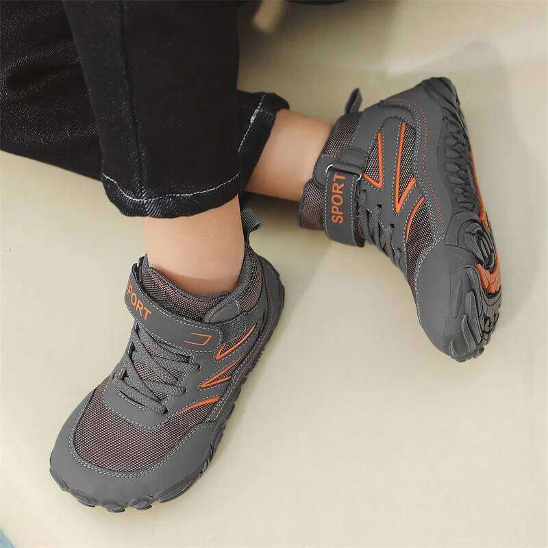 Wide-toe Kid Barefoot Boots Autumn Winter Waterproof Children Hiking Shoes Girls Boys Non-Slip Athletic Walk Trekking Sneakers 26W0224