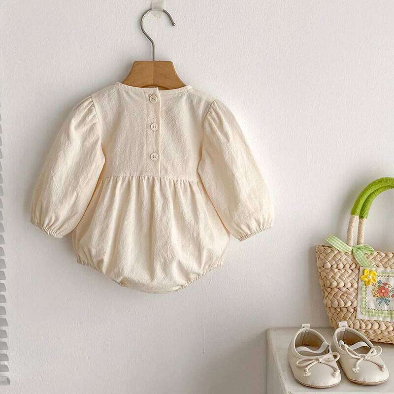 Embroidered Princess Jumpsuit Long Sleeve Thin Style Spring Autumn Children Clothing Cotton Infant Baby Girls Romper 26H0224