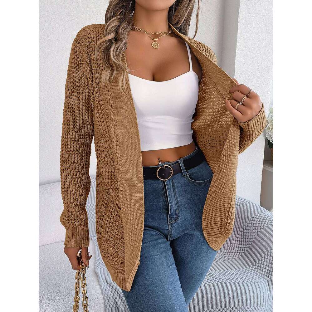 Mardi Hefxessdr Autumn Winter Casual Pocet Lon Sleeve Knitted Cardian Sweater for Women Fashion Clothes Red White Grey Khai Green Coats