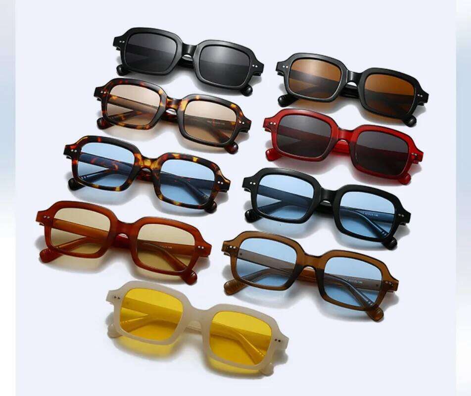 New Women Square Eyeglasses Retro Polygon Sunglasses Female Black Vintage Fashion Ladies Shades Double Beam Eyewear 26W0224