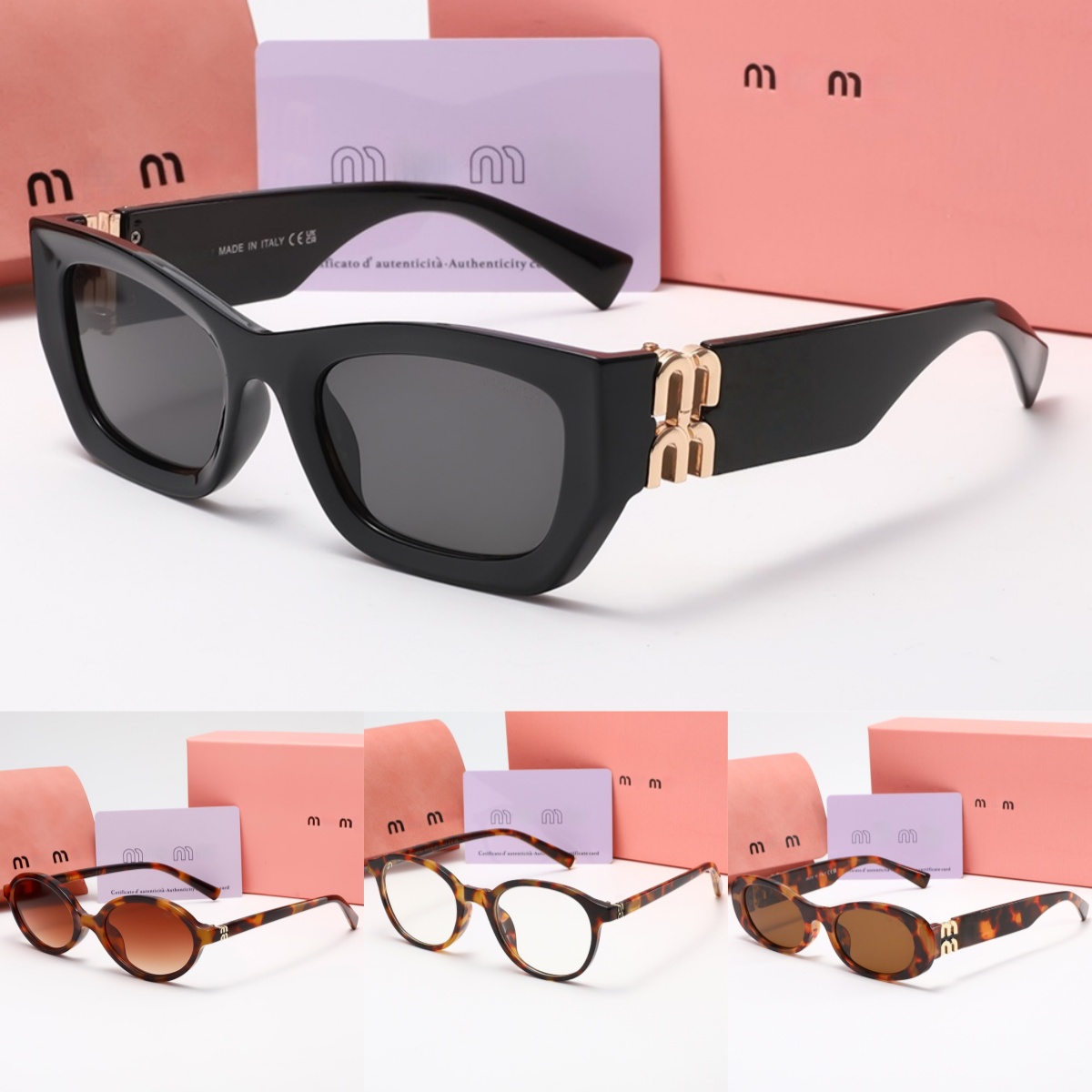 Desig Uv400 Protection Glasses Black Transparent Tortoise Clear Frame Cat Eye Luxury Daily Beach Outdoor Sunglasses