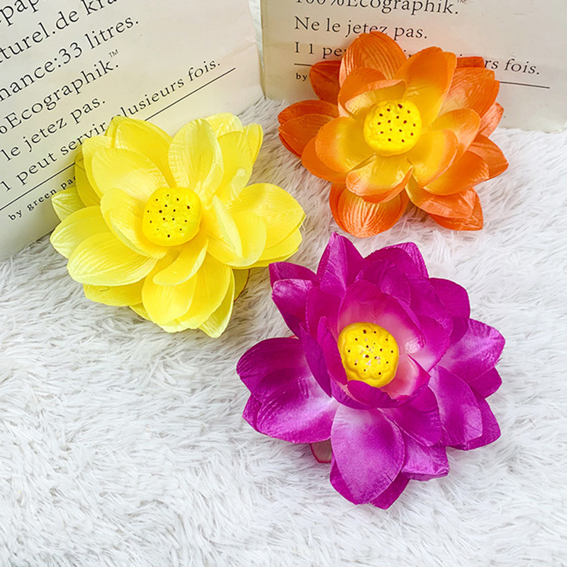 Diameter 10cm Artificial Little Lotus Flowers Silk Flower Heads Fake Flower in Bulk for DIY Wed Bouquet Table Centerpieces Bridal Shower Party Tables Decorations