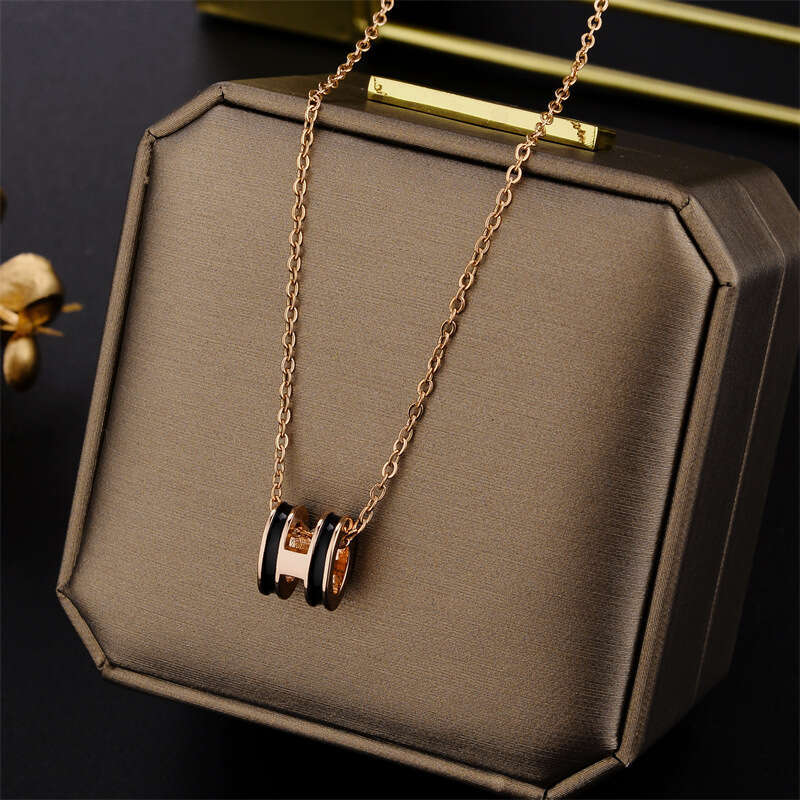 H Necklace Enamel High Version Trendy Letter Mini Collarbone Chain For Women