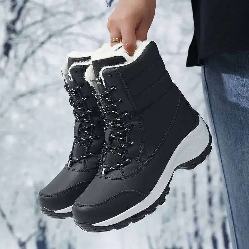 for Women Platform Outdoor Snow Non-slip Winter Walking Shoes Fur Warm Ankle Wedge Waterproof Thigh High Boots