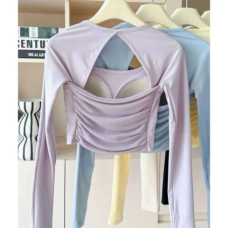 Women's Long-Sleeve Sports Top with Chest Pads, Yoga Wear, Pilates Training Fitness Apparel, Running 26Y0223