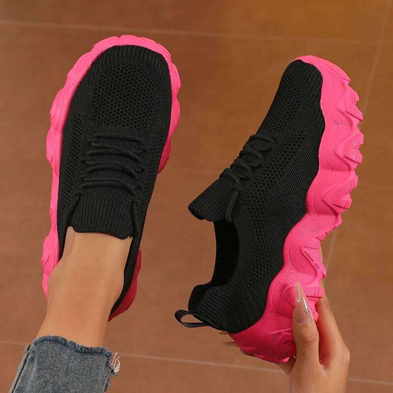 Women' Cute Lace Up Mesh Versatile Fashionable Design Sneakers Lightweight Breathable Comfort Outdoors Walking Train Shoes
