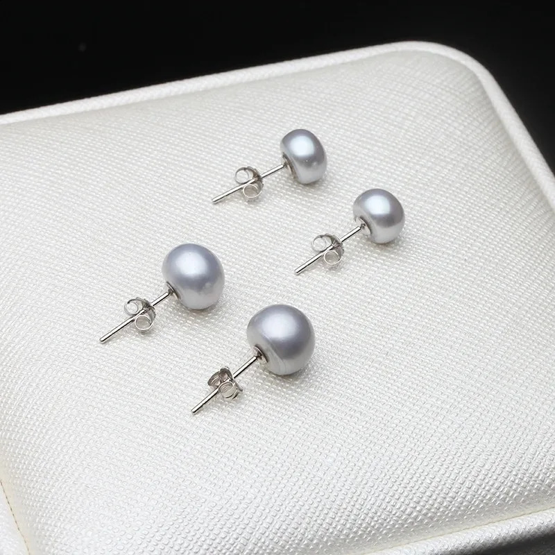 Genuine Freshwater Pearl Stud Earrings For WomenClassic White Natural 925 Silver Pearl Earring Jewelry Wife Girl Birthday Gift 260205