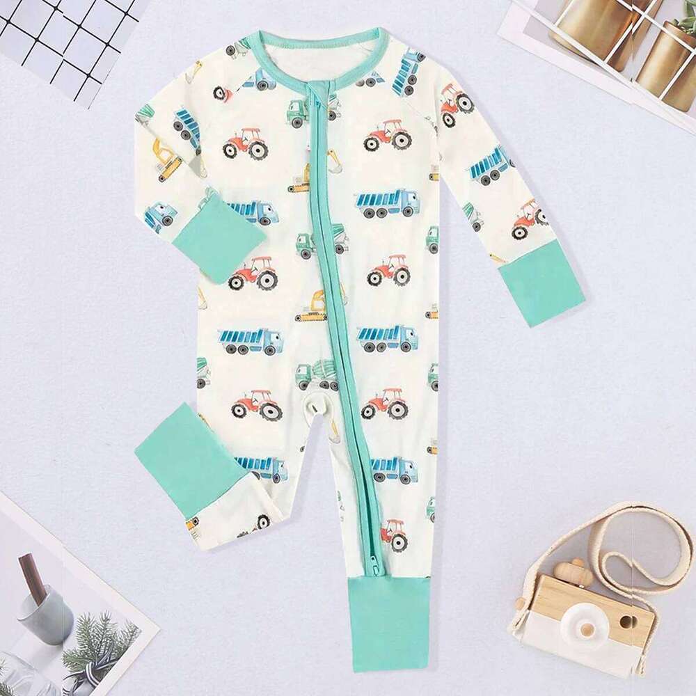 Winter Newborn Infant Boys Romper Bear Print Long Sleeve Button Up Front Rompers Kids Onepiece Soft Fashion Baby Clothing 26Y0224