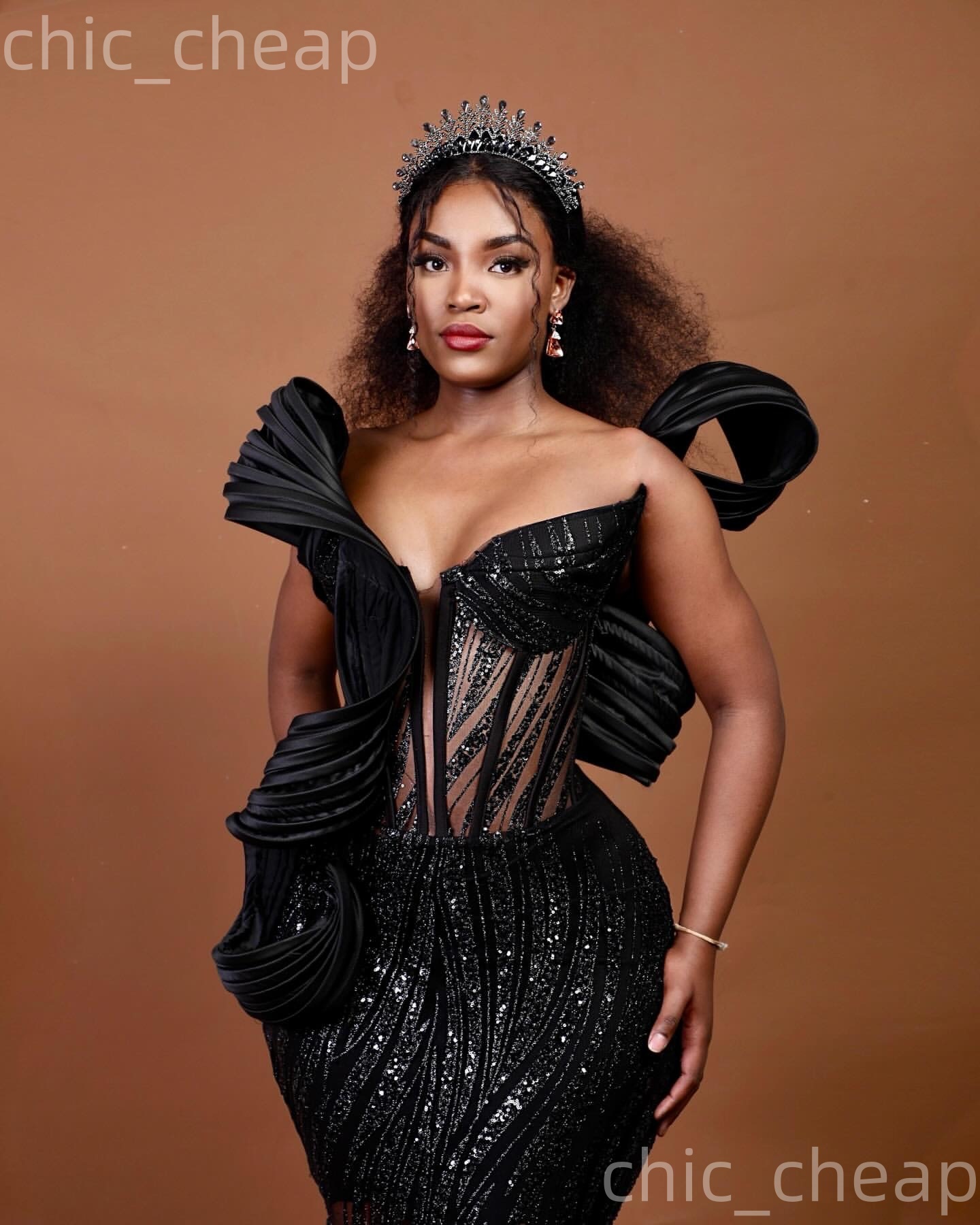 Aso Ebi Black Mermaid Prom Dresses 2026 Sweetheart Sequined Stylish Evening Formal Party Second Birthday Engagement Gowns Dress For Special Occasions 