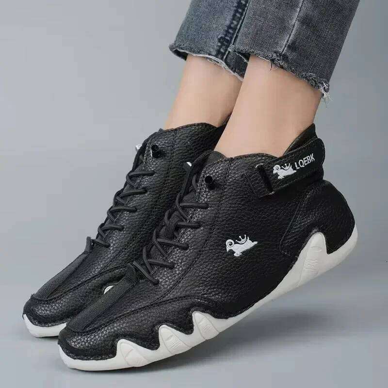 Men's High Top Shoes High-quality Luxury Fashionable Comfortable Bare Boots Breathable Wear-resistant Lace Up Casual Loafers