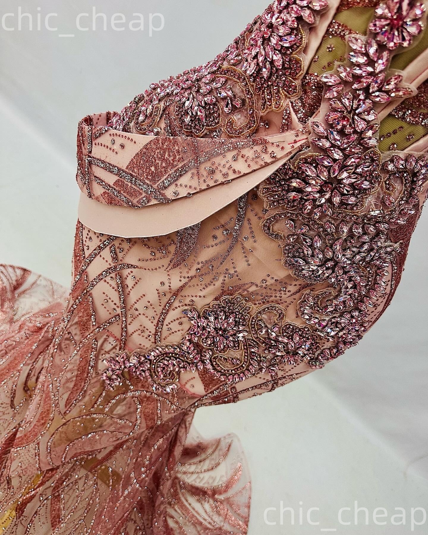 Aso Ebi Blush Pink Mermaid Prom Dresses 2026 Flowers Crystals Sequined Evening Formal Party Second Birthday Engagement Gowns Dress For Special Occasio