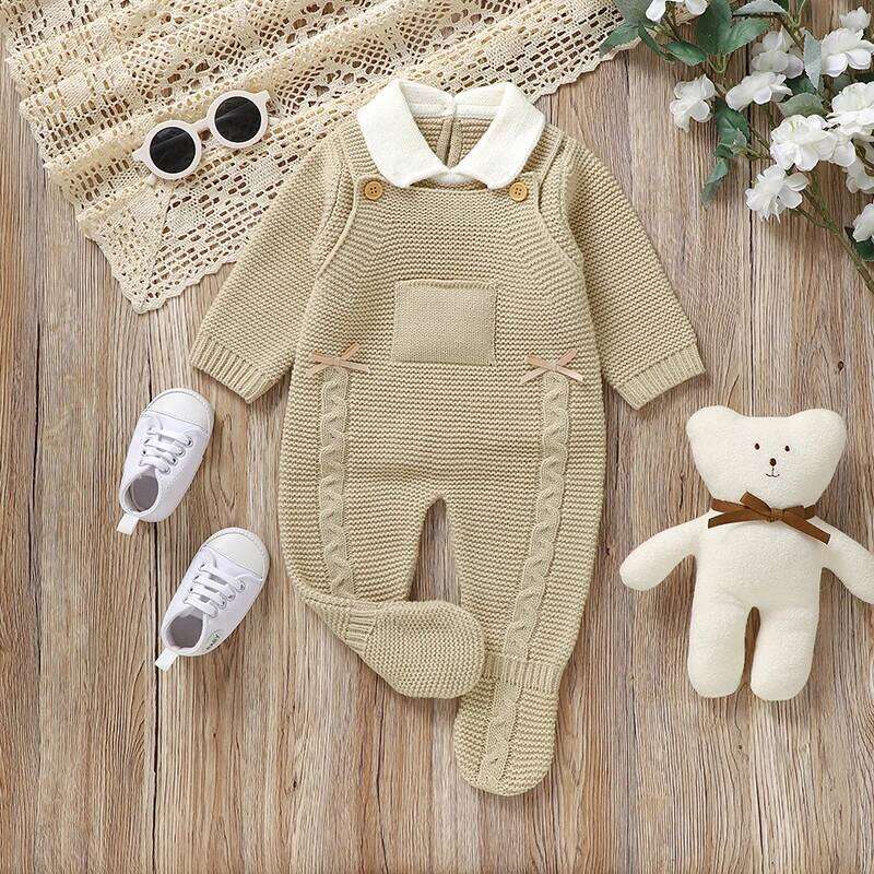 Baby Clothes Sets Knit Infant Boy Girl Sweater Long Sleeve+Romper Sleeveless Newborn Kid Pullover+Jumpsuit Foot Wrap 0-9M Autumn 26Y0224