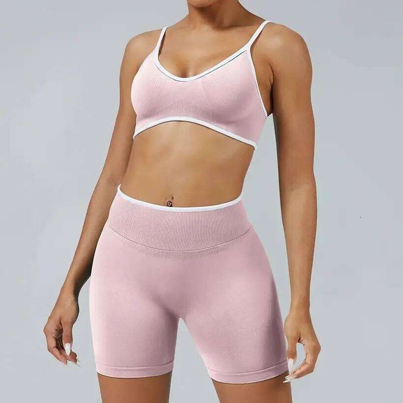 HISTELLO Gym Contrastline Women Seamless Pilates Yoga Clothing Fitness Open Bras Removable Pads Workout Sports Bra 26Y0224